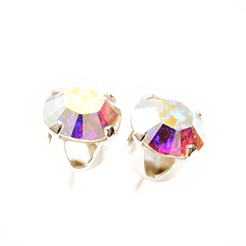 925 Sterling-silver stud earrings expertly made with multicolor Aurore Boreale crystal from SWAROVSKI®