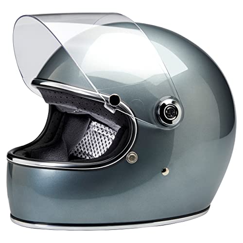 Biltwell | Gringo S | Ece Dot Approved | Motorcycle Helmet | Full Face With Shield | Metallic Sterling | Medium #TOP2