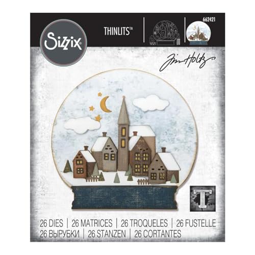 Sizzix Thinlits Die Set 662421, Snowglobe #2 by Tim Holtz, 26 Pack, Multi Color, One Size