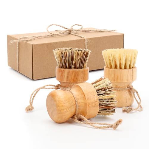 Spazzola a forma di funghi, 3 pezzi, in legno, spazzola per champignon, spazzola per verdure, cucina per stoviglie, pentole, pentole, padelle, ecologica