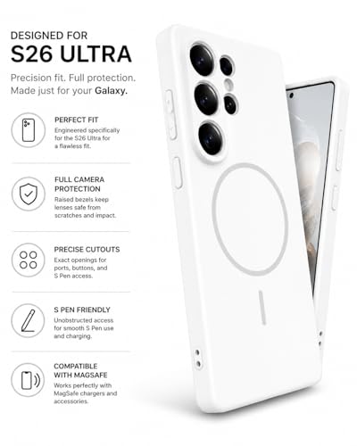Image of DIZORO Microfiber Candy Case Compatible with Samsung S26 Ultra 5G Smooth Touch Cushion Liquid Soft Silicone Gel Rubber Phone Cases Non-Slip Full Body Protective Shockproof Back Cover - White