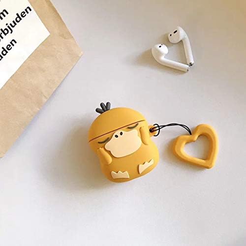 AirPods Case Soft Silicone Shockproof Cover for Apple Airpods 2 1,Psyduck Pokemon Go 3D Cartoon Unique Design Skin Kits Cases with Carabiner Holder for Girls Teens Air Pods (Psyduck)