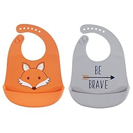 Hudson Baby Unisex Baby Silicone Bibs, Fox, One Size