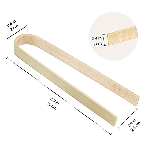 Bamboomn 3.9" Mini Bamboo Disposable Tongs - Toast Tongs - 20Pcs #TOP2