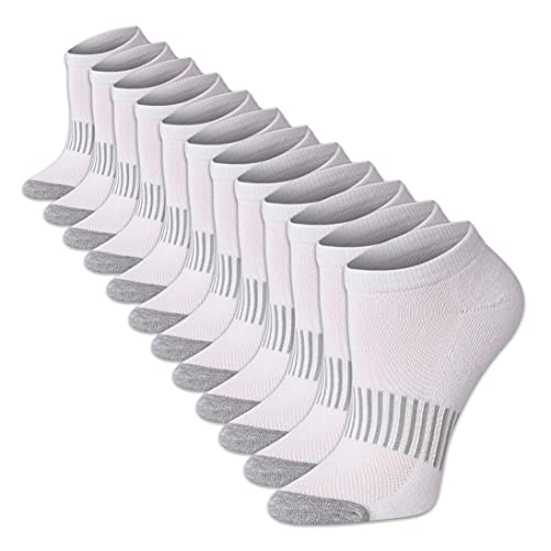 Tipi Toe Women's 12-Pairs Low Cut Athletic Sport Peformance Socks, Arch Design. White Classic, 9-11