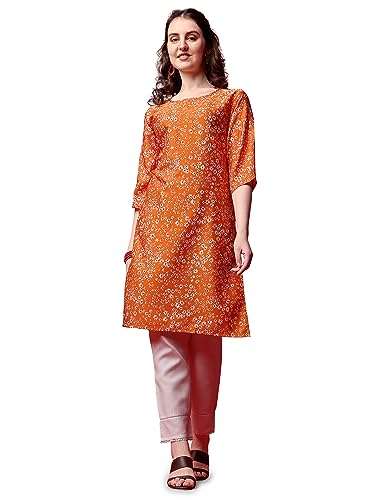 Image of Yashika Women's Crepe Pink Straight Stitched Kurti || Kurta