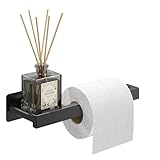 Menz Toilettenpapierhalter Ohne Bohren Schwarz, Klopapierhalter Wasserdicht Mit Stilvoller Ablage Für Handy, Schlüssel & Duftkerzen, Rostfreier Klorollenhalter, Perfekte Wahl Für Toilette & Badezimmer