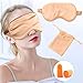 IYOU Femmes Soie Oeil Couvrant or Mulberry Soie Sommeil Masque de sommeil Satin Soie Oeil Couverture Voyage Sieste Méditation Oeil Masques avec Bouchon d'oreille pour nuit Dormir