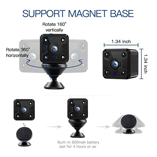 FREDI Hidden Spy Camera, 1080P HD Mini Wireless WiFi Small Nanny Cam with Night Vision, Motion Detection, Loop Recording, Flexible Magnetic Bracket for Home and Office - Work with iOS Android PC - Thumbnail 4