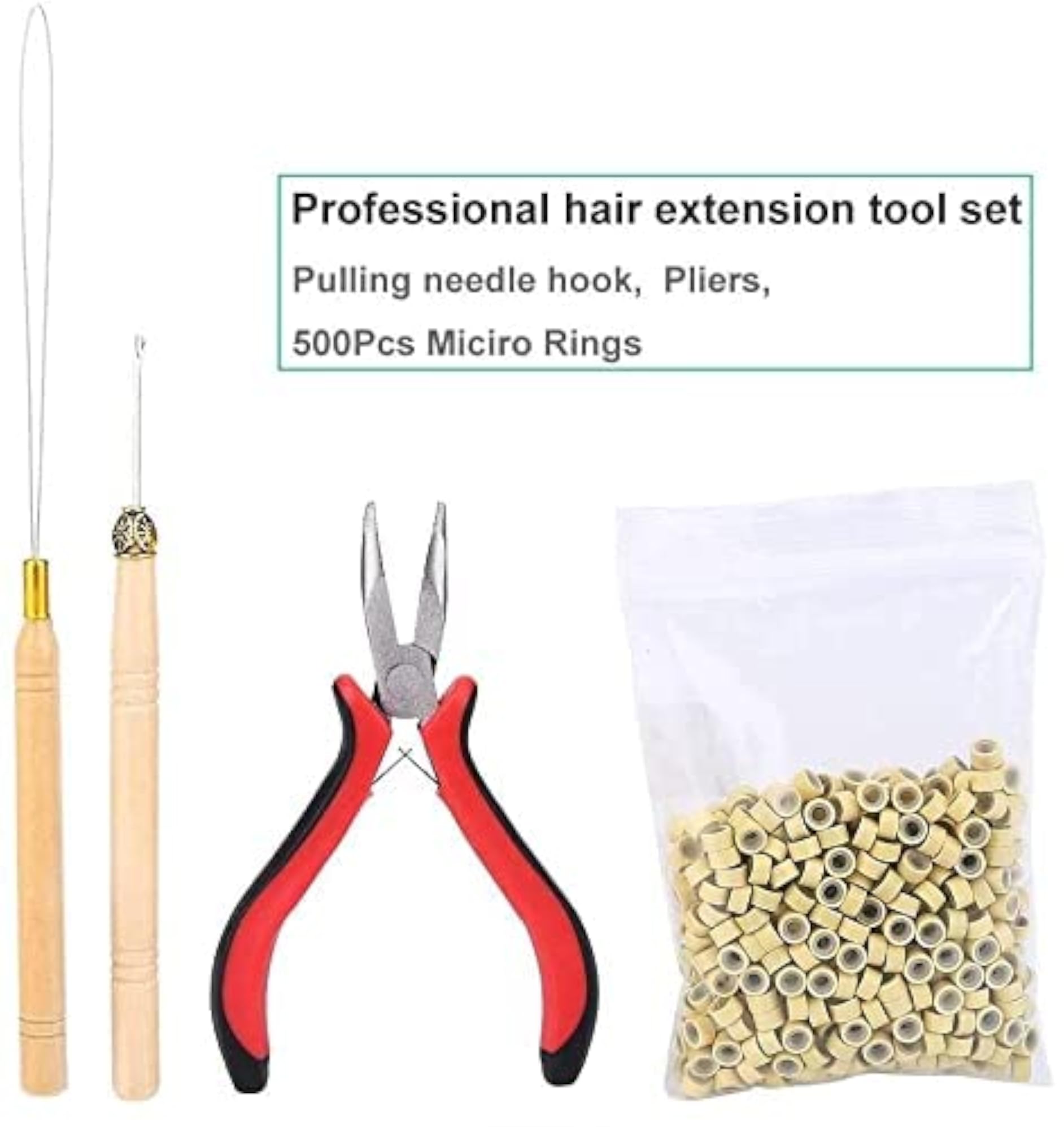 Professional Hair Extension Tool Pliers with Micro Silicone Rings