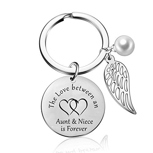 Malyunin CL0306- Aunt Niece Gifts Keychain Aunt Nephew Keychain The Love Between Aunt And Niece/Nephew Is Forever Pendant Keyring Birthday Christmas Gifts cover