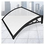 ALDFZ Transparentes Pultbogenvordach Polycarbonat-Dachplatten Türvordächer Vordach Haustür Überdachung, 23 Größen (Color : Black, Size : 120x200cm)