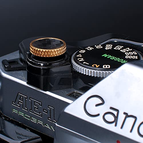 (2 Pack) PIBIETTN Camera Shutter Button, Copper Soft Shutter Release Button,Camera Release Button(Imitation Carbon Fiber Golden)