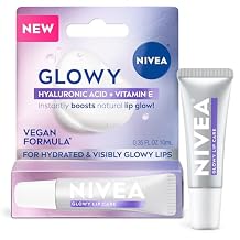NIVEA Glowy Lips, Vegan Lip Balm with Hyaluronic Acid, Vitamin E, and Magnolia Extract, Moisturizing Lip Balm Instantly Boosts Natural Lip Glow, 0.35 Fl Oz Tube