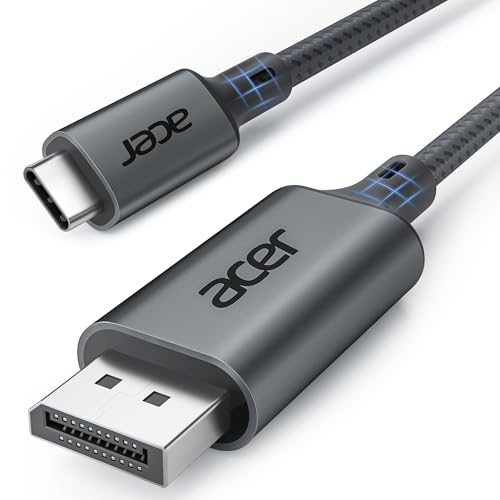 Acer USB C Displayport Kabel (4K@60Hz, 2K@165Hz), Typ C Thunderbolt 3/4 auf DP Kabel mit MST, Freesync. F&uuml;r iPhone 15/16/17 Pro MacBook iPad Pro Air M2 Mac mini M4 Surface Pro 8 usw.-2m