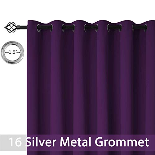 Yakamok Extra Wide Blackout Curtain for Sliding Glass Door, Grommet Thermal Insulated Room Divider Curtain 100W x 84L inch, Room Darkening Patio Curtain,8.3ft Wide x 7ft Tall, 1 Panel,Purple