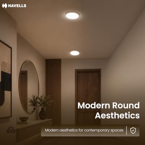 Image of Havells Aurika 18W LED Surface Ceiling Light|Warm White Light|Glare-Free Diffuser for Soft & Uniform Illumination|Easy Surface Mount Design|Long Life LED|Ideal for Bedroom, Living Room, Office