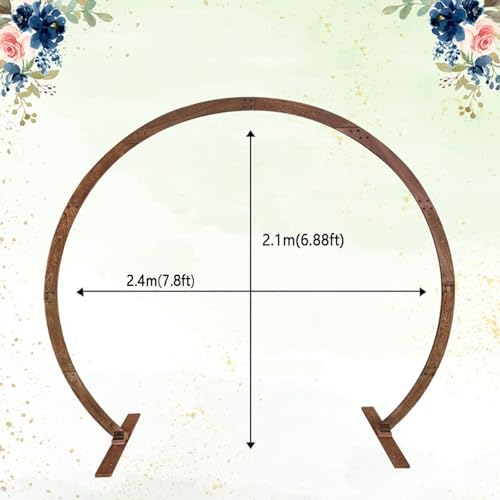 Arco de boda de madera circular con acabado natural para altar exterior 7