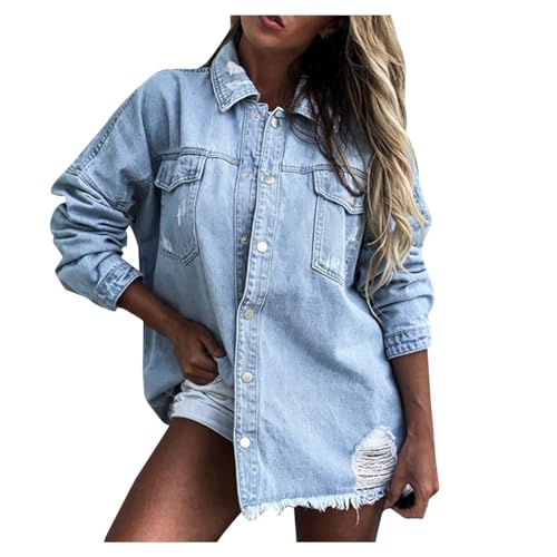 Chaqueta vaquera mujer acanalada cazadora botones moderna abrigo ligero
