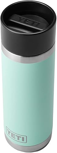 YETI Rambler - Botella de 18 onzas acero inoxidable aislada al vacío con tapa de inyección caliente espuma de mar
