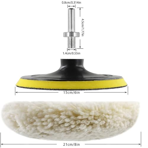 6 Inch Buffing Polishing Pads&Wool Buffing Pad ，with M14 Drill and 6 Inch Backing for Car Buffer Polisher, Washing Cleaning Waxing Dusting, 10PCS