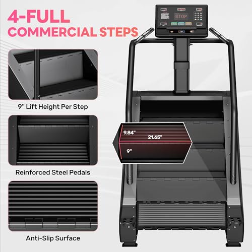 Image of T1 Stair Stepper Machine, 550Lbs Commercial Grade Stair Climber for Home with 15 Resistance Level and LED Screen, Stepmill Exercise Machine for Cardio and Full Body Workouts, 24-164 Steps /Min