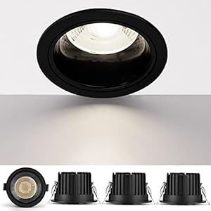 Gr4tec Spot LED Encastrable Noir, Lot de 4 Spot LED Intégrée Anti-éblouissement 8W 800LM Blanc Neutre 4000K, Rond Spot Encastré Trou 75mm, IP20 Encastré Lampe Plafond Pour Salon Cuisine Chambre