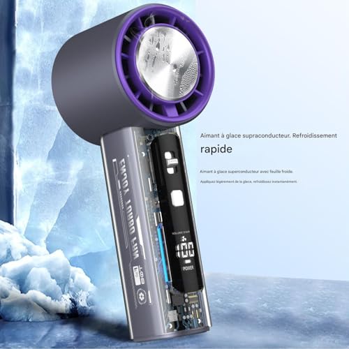 Ventilateur de poche LED à 100 vitesses réglables pour camping - 4