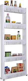 Home-Man Laundry Room Organizer, Mobile Shelving Unit Organizer with 5 Large Storage Baskets