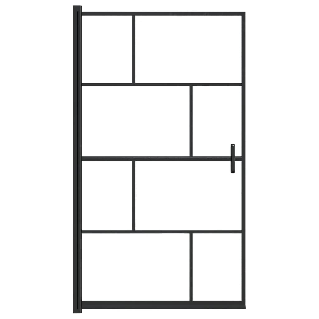 vidaXL Mampara de Ducha Puerta Cabina Baño Pared Cerramiento Partición Cubículo Apertura Central Seguridad Moderno ESG Negro 80x140 cm