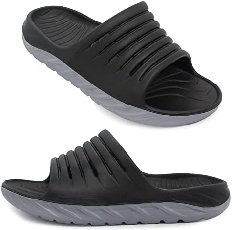 AIFLM Mens Sport Recovery Slide Sandals with Plantar Fasciitis Arch Support Thick Cushion Leisure Slippers Lightweight Comfort Orthotic Open Toe U-shaped shoes