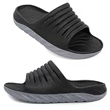 AIFLM Mens Sport Recovery Slide Sandals with Plantar Fasciitis Arch Support Thick Cushion Leisure Sl