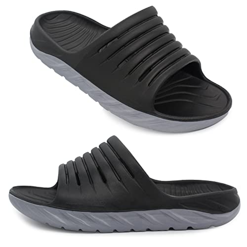 AIFLM Mens Sport Recovery Slide Sandals with Plantar Fasciitis Arch Support Thick Cushion Leisure Slippers Lightweight Comfort Orthotic Open Toe U-shaped shoes