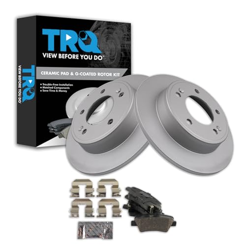 TRQ Rear Brake Pad & Rotor Kit Ceramic Premium G-Coated Compatible with 2017-2020 Hyundai Elantra GT 2016-2017 Veloster 2017-2018 Kia Forte Forte5 2017-2019 Soul