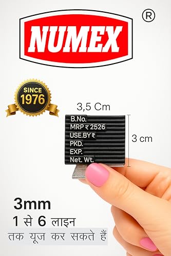 Image of NUMEX 3mm Batch Coding Machine | Manual Batch Printing Machine for Date, MRP & Batch No | for Boxes, Pouches & Labels | Suitable for 500g-1kg Packs