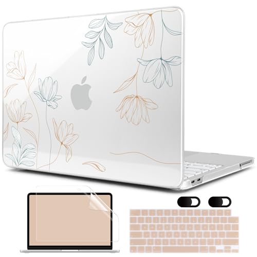Funda MacBook Neo 13 A3404 diseño floral para oficina y cafetería con protector