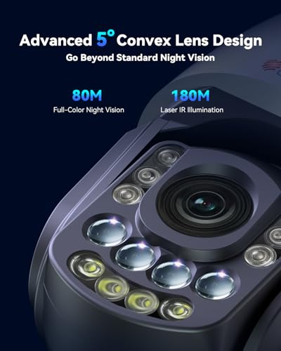 Ctronics 4K Security Camera Outdoor, 30x Optical Zoom, 180m Night Vision, 2.4/5Ghz WiFi, AI Human/Vehicle/Pet Detection, Auto Tracking with Zoom, Preset Cruise Paths, 256GB TF Card/FTP/Cloud, Metal - Image 3