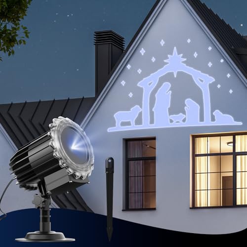 Brightown Christmas Nativity Scene Projector, Nativity LED Projector Lights Outdoor with Timer Remote, Christmas Waterproof Holy Projector for Outside Indoor Xmas Party Garden Yard Home Decoration by Brightown - Used condition - US$31.04