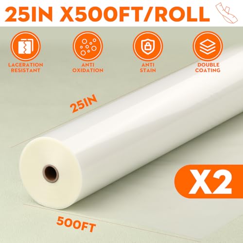 CAREGY Thermal Laminating Film Roll 1.5 Mil Laminate Rolls,School Lamination(2 Pack,25\" x 500\'/Roll)