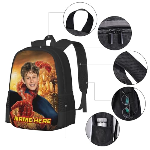 Wuimjaca Custom Superhero Backpack Printe Photo and Name, Large Capacity School Bag, Personalize Birthday Gift for Boy, Girl - Image 4