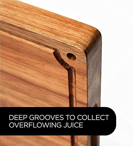 Premium Large Acacia Wood Cutting Board For Kitchen. 1.5In Extra Thick Chopping Board With Juice Groove. Non Slip Reversible Butcher Block Countertop & Charcuterie Board Gift Set #TOP3