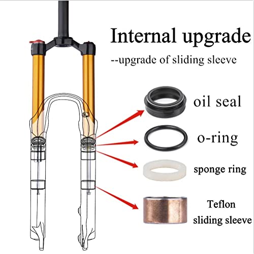 BOLANY 26/27.5/29 inch Bike Air Suspension Fork 120mm Travel Rebound Adjust 1/8 Straight/Tapered Tube Manual/Remote Lockout Bicycle Forks QR 9mm MTB Front Fork (Straight-Manual, 26inch) - Thumbnail 4