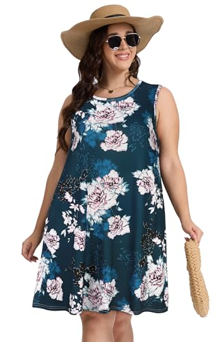 Image of elescat Plus Size Summer Dresses for Women Sleeveless Pockets Beach Tshirt Tank Sundress 2026