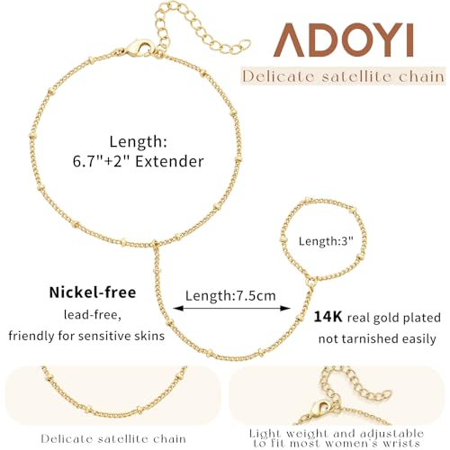 Image of adoyi Gold Bracelets for Women, 14K Gold Plated Stackable Bracelet Stack Set Adjustable Charm Paperclip Chain Cuban Link Layered Waterproof Jewelry Sets Gifts for Womens 6.5 Inch