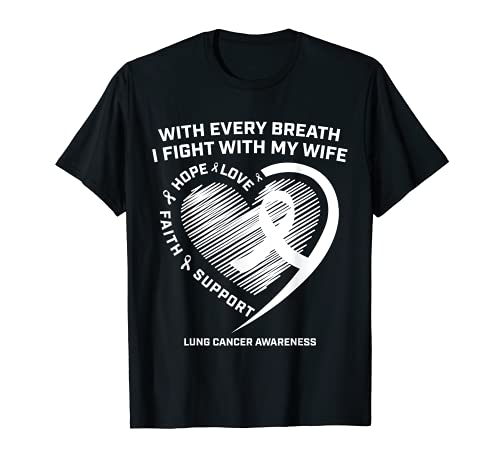 Cáncer de pulmón Conciencia Regalo Esposa Hombres Marido Esposa Cáncer de pulmón Camiseta