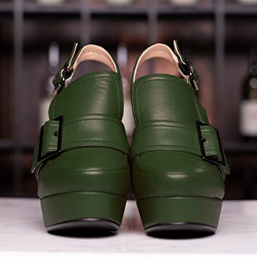 Image of SHODENSE Women Vintage Platform Chunky High Heels Pumps Shoes Round Closed Toe Platform Loafers Ankle Strap Block Heel Slingback Summer Sandals Backless Buckle Loafer Ladies Chic Sexy Party 4-11 M US