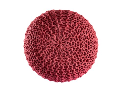 kreatives Wohnen Pouf Premium ø45cm Sitzhocker Strickpouf Innen Terrasse Pool Garten nachhaltig Rostbraun - Ruby Wine