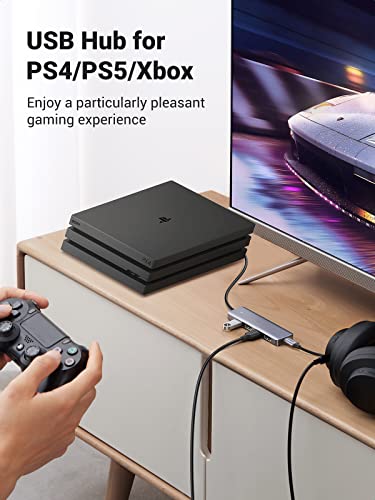 Image of UGREEN USB 3.0 Hub 4 Port Ultra Slim Data Hub with 5V Micro USB Power Compatible for MacBook Mac Pro Mini, iMac, Surface Pro, XPS, IdeaPad, MateBook X Pro, Notebook PC, USB Flash Drives, Mobile HDD