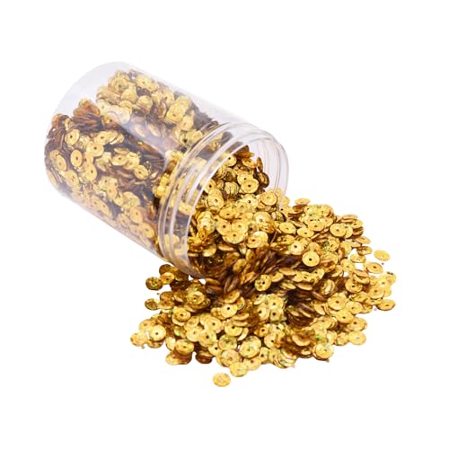 Mandala Crafts 6mm Cup Round Holographic Gold Sequins for Sewing Embroidery