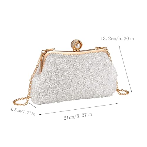 Image of Ayliss Pearl Clutch Purses for Women Wedding Bridal Evening Small Clutch Crossbody Handbag Full Beaded Parites Prom